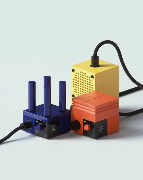 A image of a concrete sphere, balanced between two other larger spheres